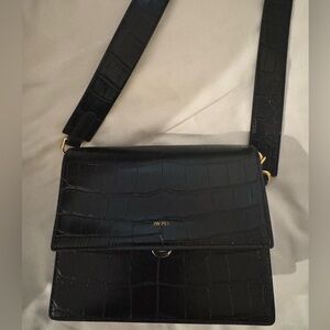 JW PEI Black Croc-Embossed Crossbody Bag